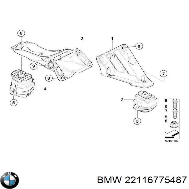 Левая подушка двигателя 22116775487 BMW