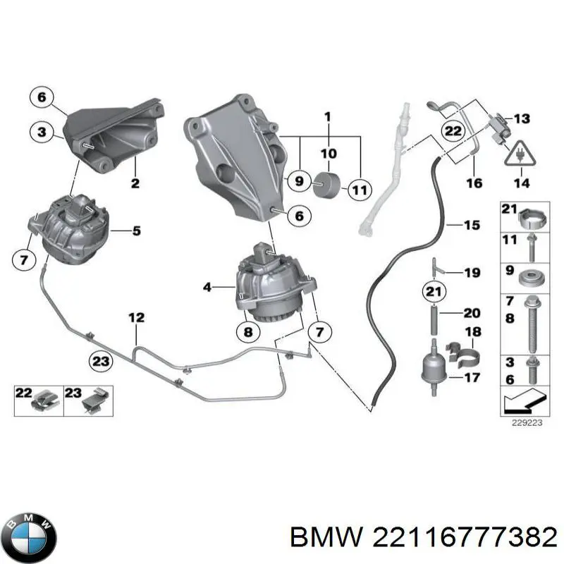 22116777382 BMW coxim (suporte direito de motor)