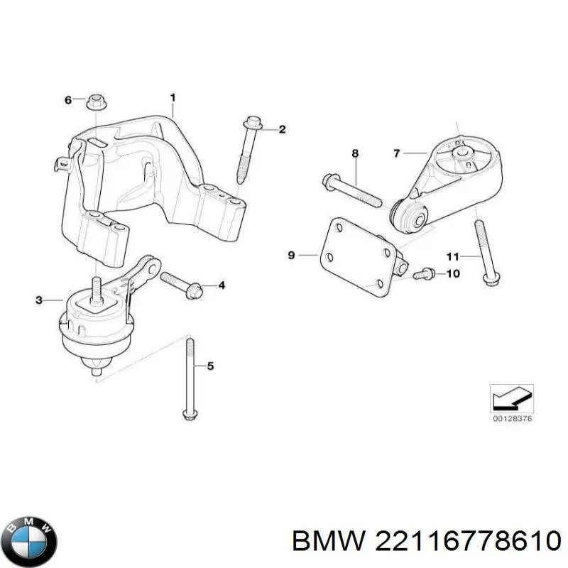 Подушка двигателя 22116778610 BMW