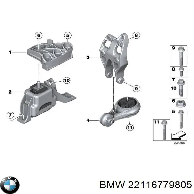 Правая подушка двигателя 22116779805 BMW