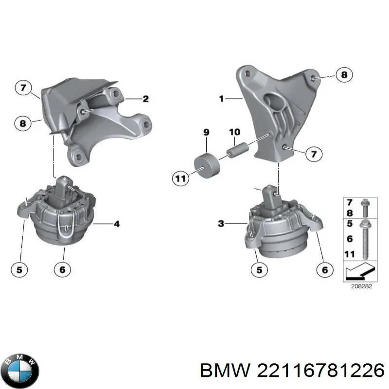 22116781228 BMW consola de coxim (apoio direita de motor)