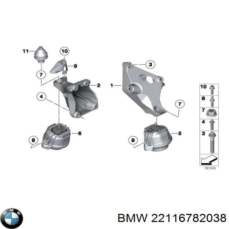 Consola de coxim (apoio) direita de motor para BMW X1 (E84)
