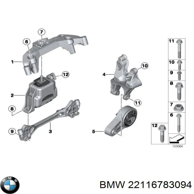 22116783094 BMW coxim (suporte traseiro de motor)