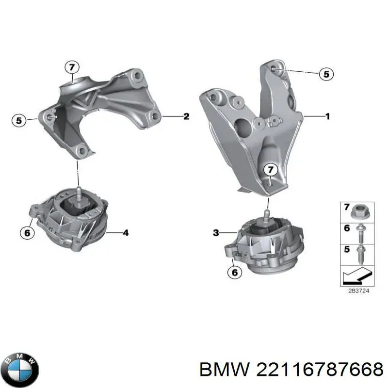 Coxim (suporte) direito de motor para BMW 3 (F30, F80)