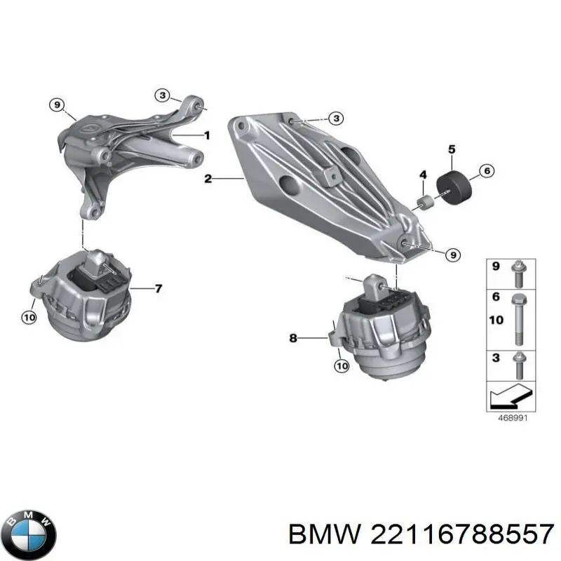 Кронштейн подушки (опоры) двигателя левой BMW 22116788557 цена, от 38.01 USD