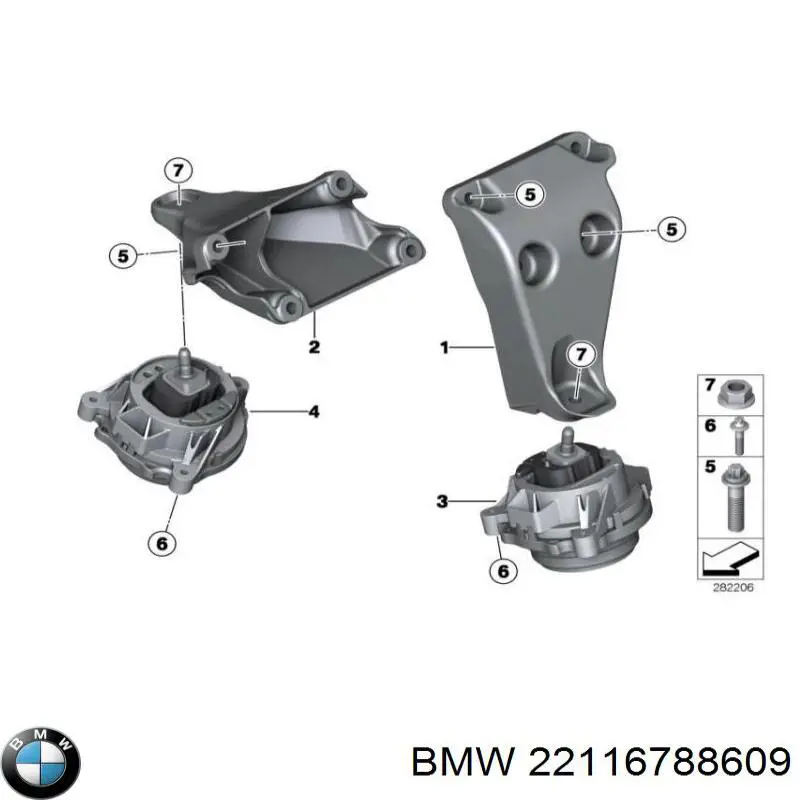  Кронштейн подушки (опоры) двигателя левой BMW 1 