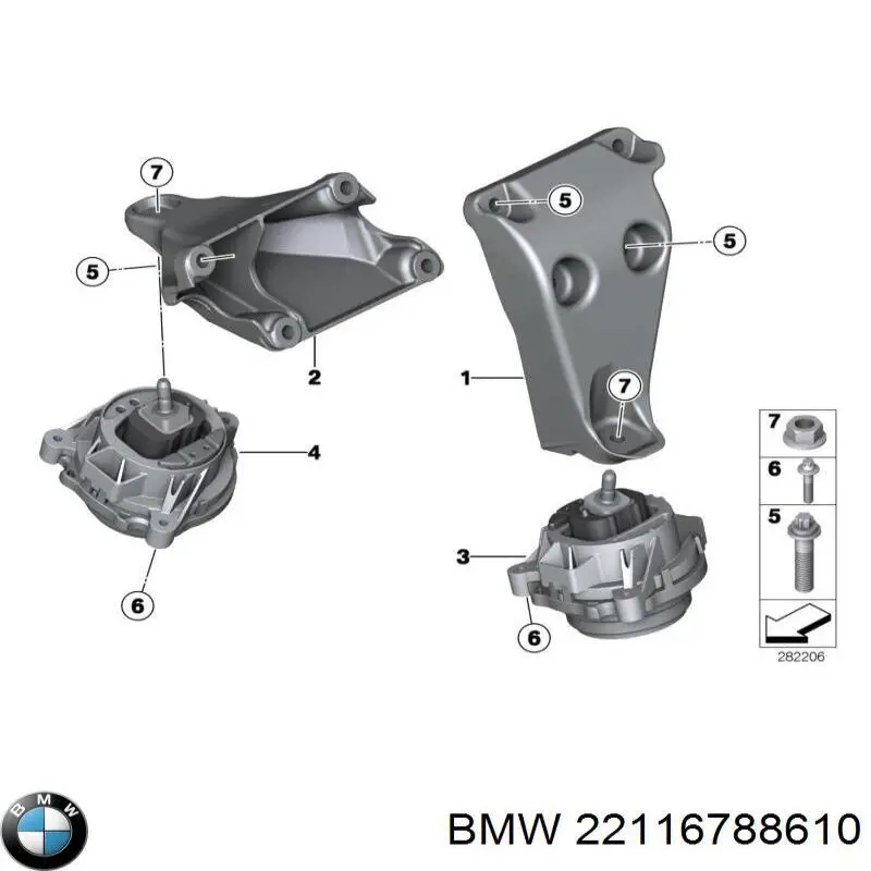Кронштейн подушки (опоры) двигателя правой BMW 22116788610
