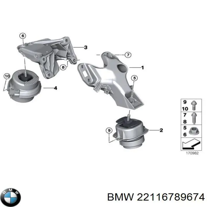 6797921 BMW Кронштейн подушки (опоры) двигателя правой