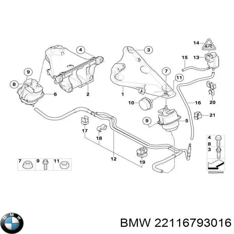 Подушка (опора) двигателя правая BMW 22116793016