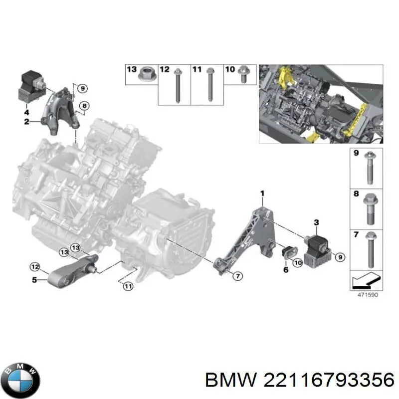 Подушка двигателя 22116793356 BMW