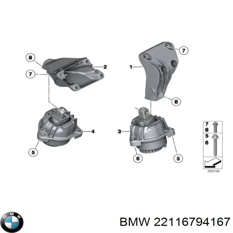 Кронштейн подушки (опоры) двигателя левой 22116794167 BMW