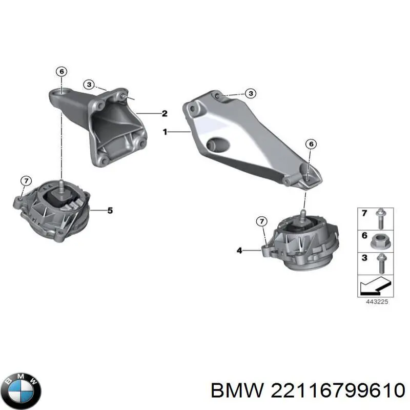 Кронштейн подушки (опоры) двигателя правой 22116784826 BMW