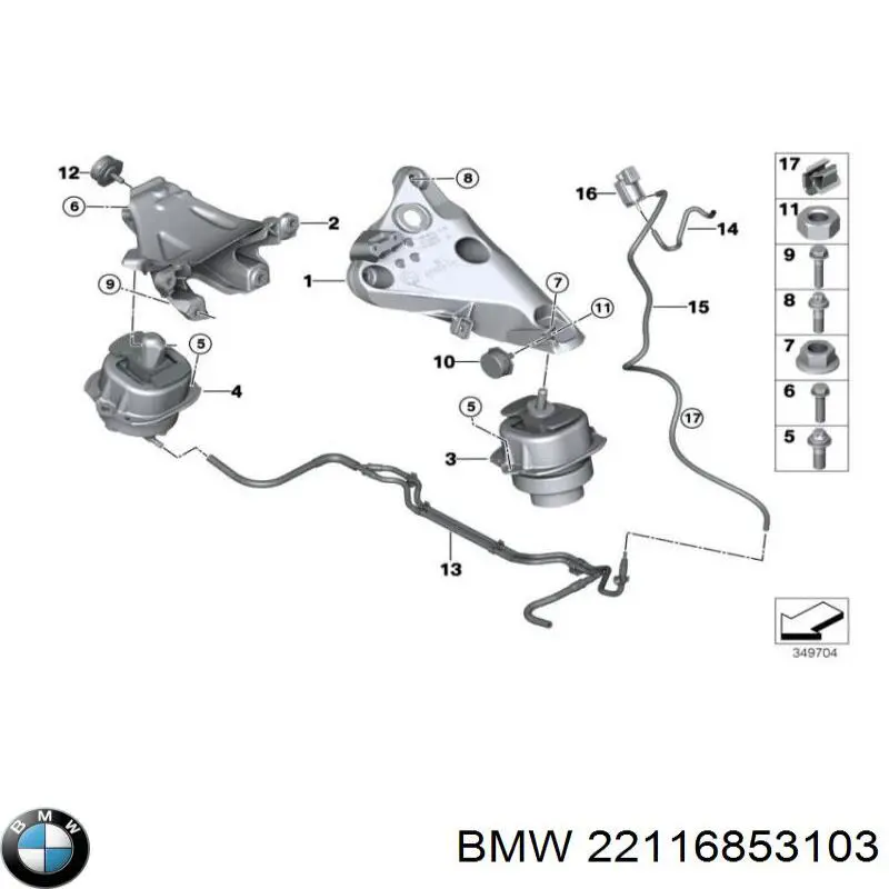 Левая подушка двигателя 22116853103 BMW