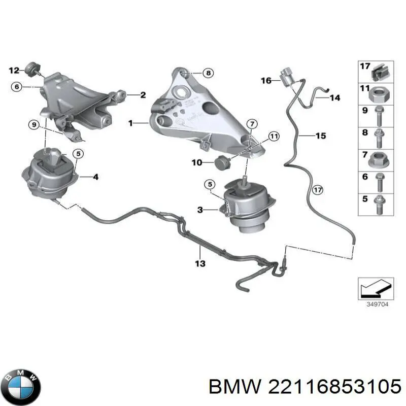 Левая подушка двигателя 22116853105 BMW