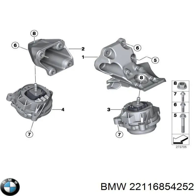 22116854252 BMW подушка (опора двигателя левая)