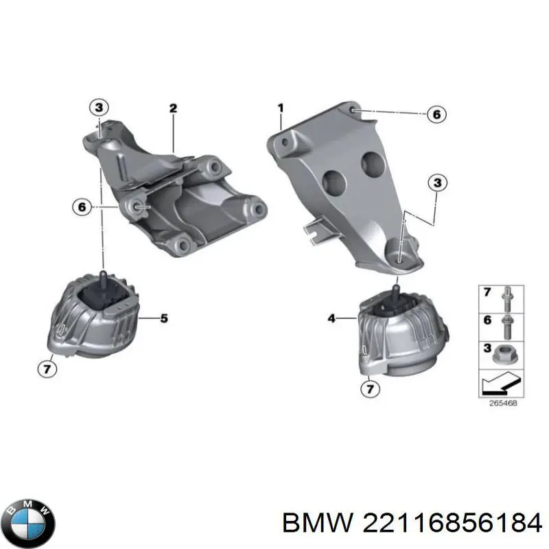 Soporte de motor derecho 22116856184 BMW