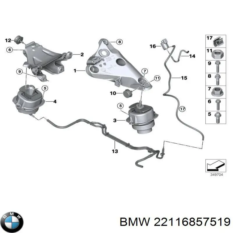 22116857519 BMW подушка (опора двигателя левая)