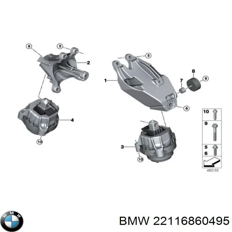 22116860495 BMW подушка (опора двигателя левая)
