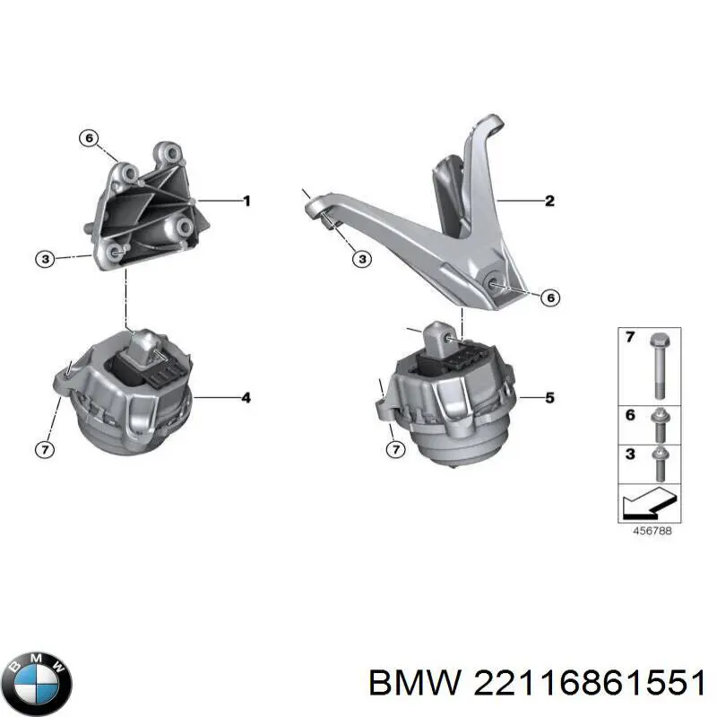  Кронштейн подушки (опоры) двигателя левой BMW 7 