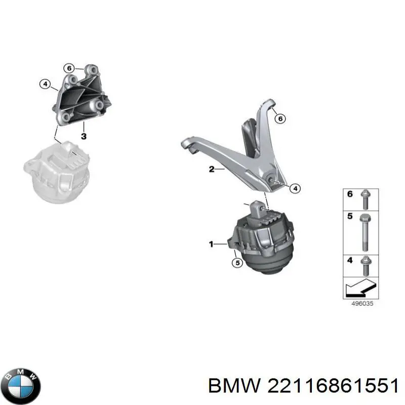 Кронштейн подушки (опоры) двигателя левой BMW 22116861551 цена, от 100.23 USD
