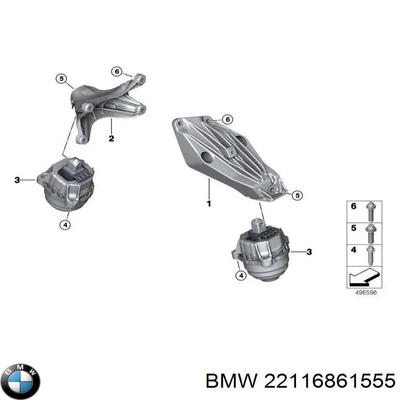 Купить 22116861555 BMW Кронштейн подушки (опоры) двигателя левой