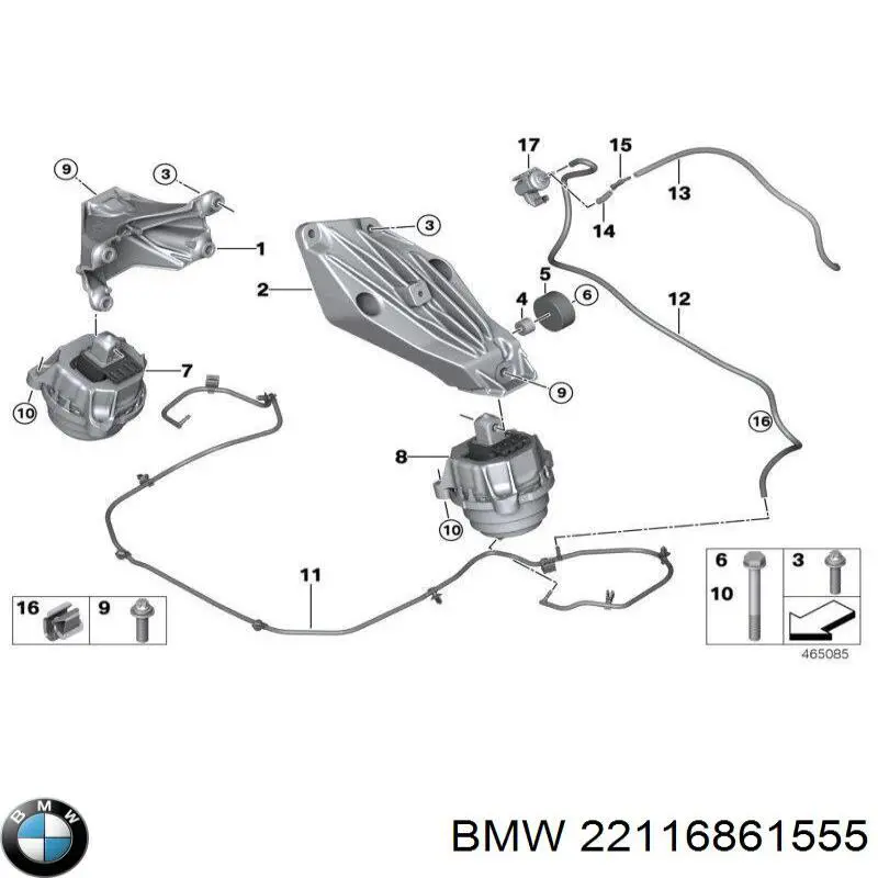 Кронштейн подушки (опоры) двигателя левой BMW 22116861555 цена, от 123.46 USD