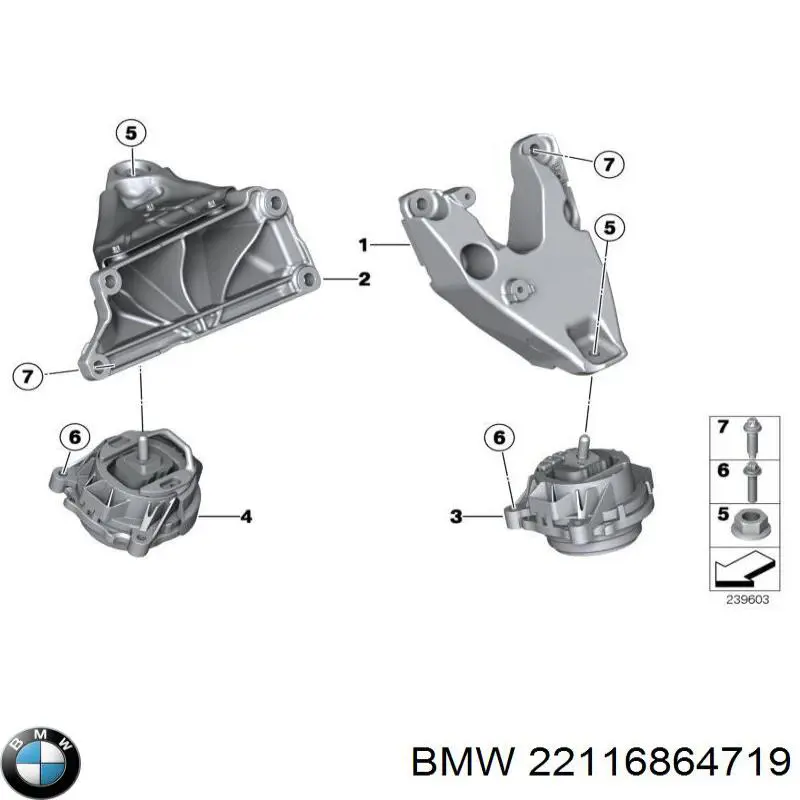 Кронштейн подушки (опоры) двигателя левой 22116864719 BMW