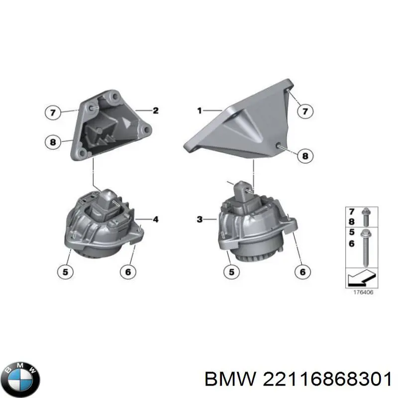 Левая подушка двигателя 22116868301 BMW