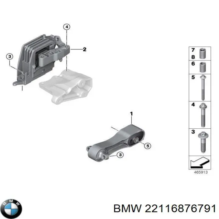 Coxim esquerdo de transmissão (suporte da caixa de mudança) para BMW 2 (F46)