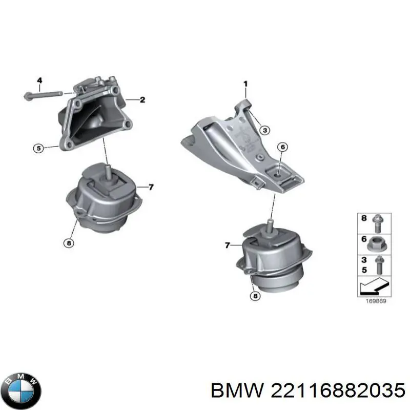 Кронштейн подушки (опоры) двигателя левой BMW 22116852861 цена, от 25.34 USD