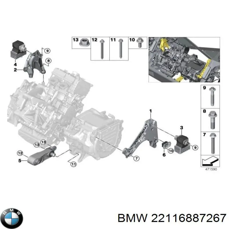 Подушка (опора) двигателя левая BMW 22116887267
