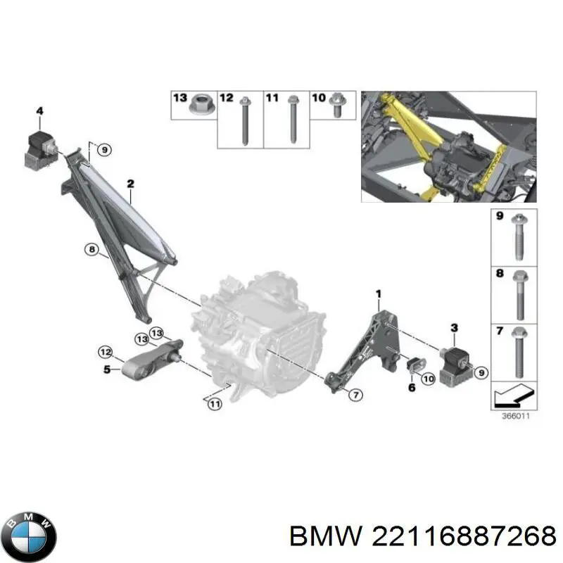 Подушка двигателя 22116887268 BMW