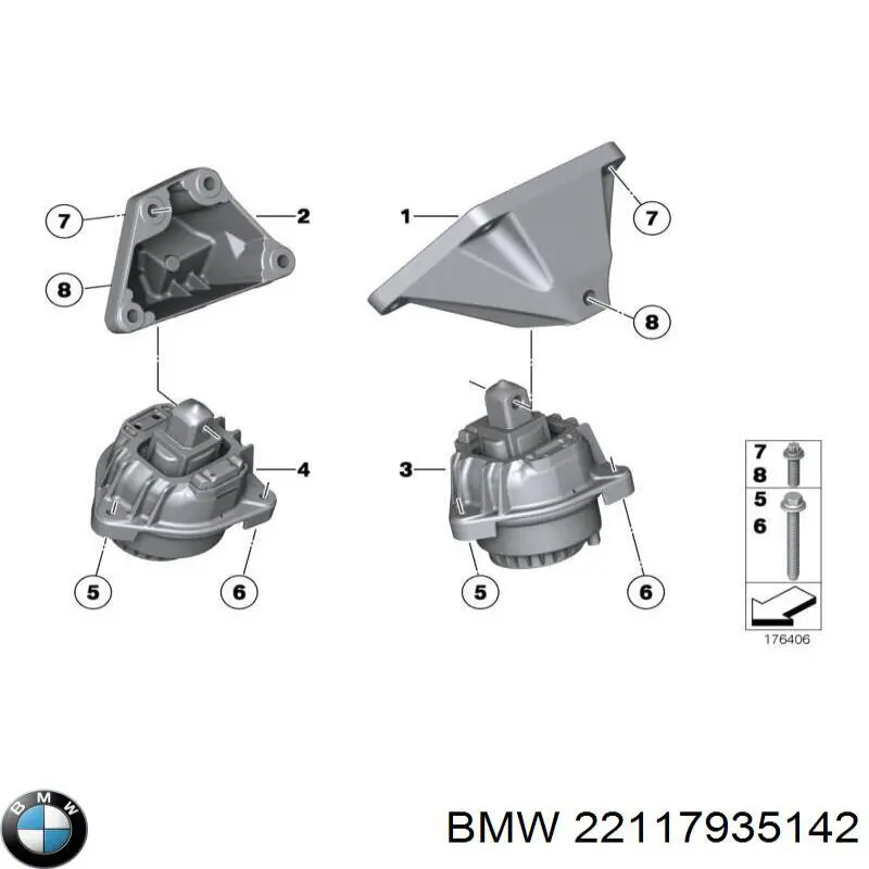 22117935142 BMW подушка (опора двигателя правая)