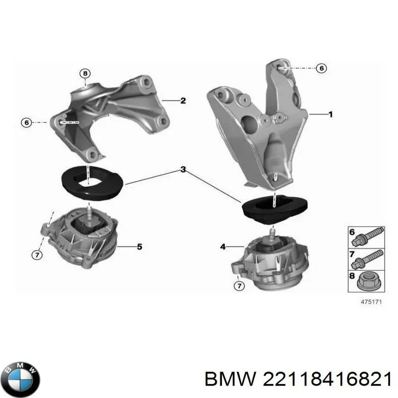 Левая подушка двигателя 22118416821 BMW