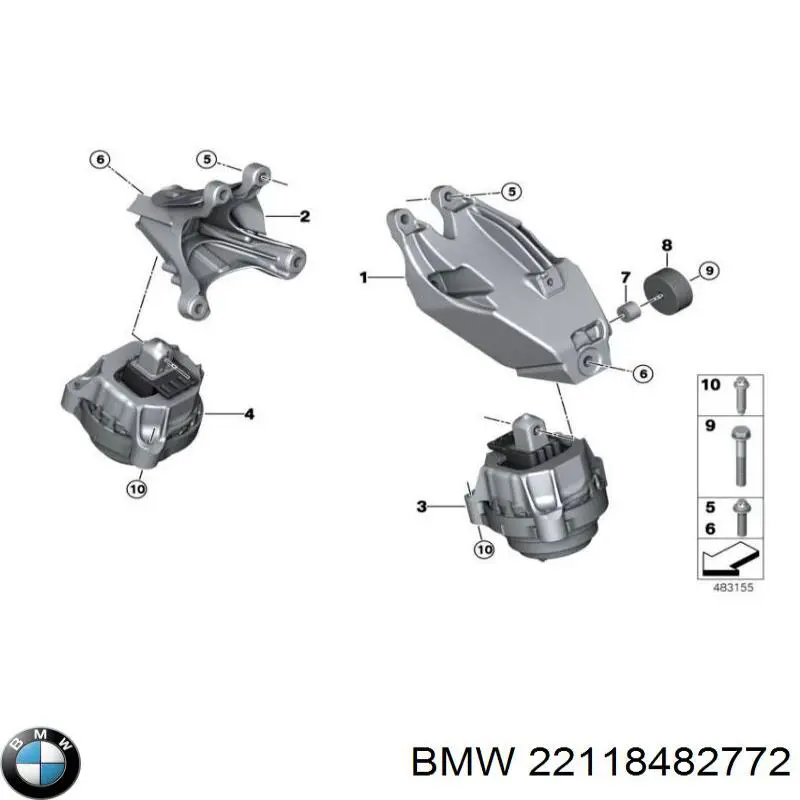 Правая подушка двигателя 22118482772 BMW