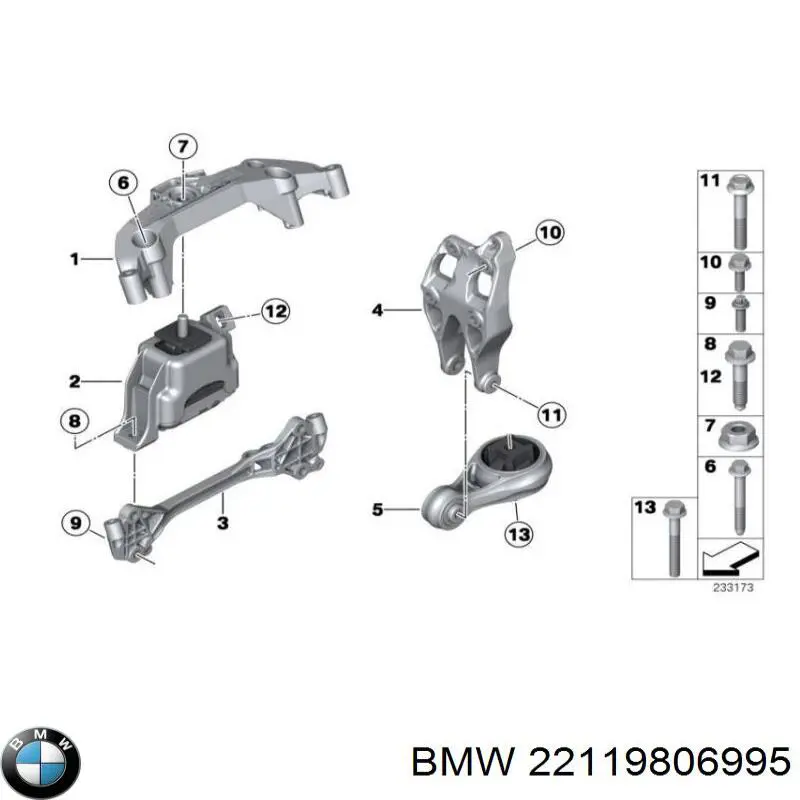 22119806995 BMW coxim (suporte traseiro de motor)