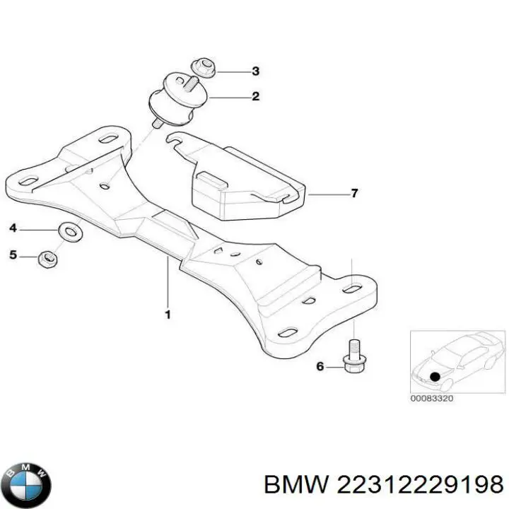 Купить 22312229198 BMW Крепление трансмиссии