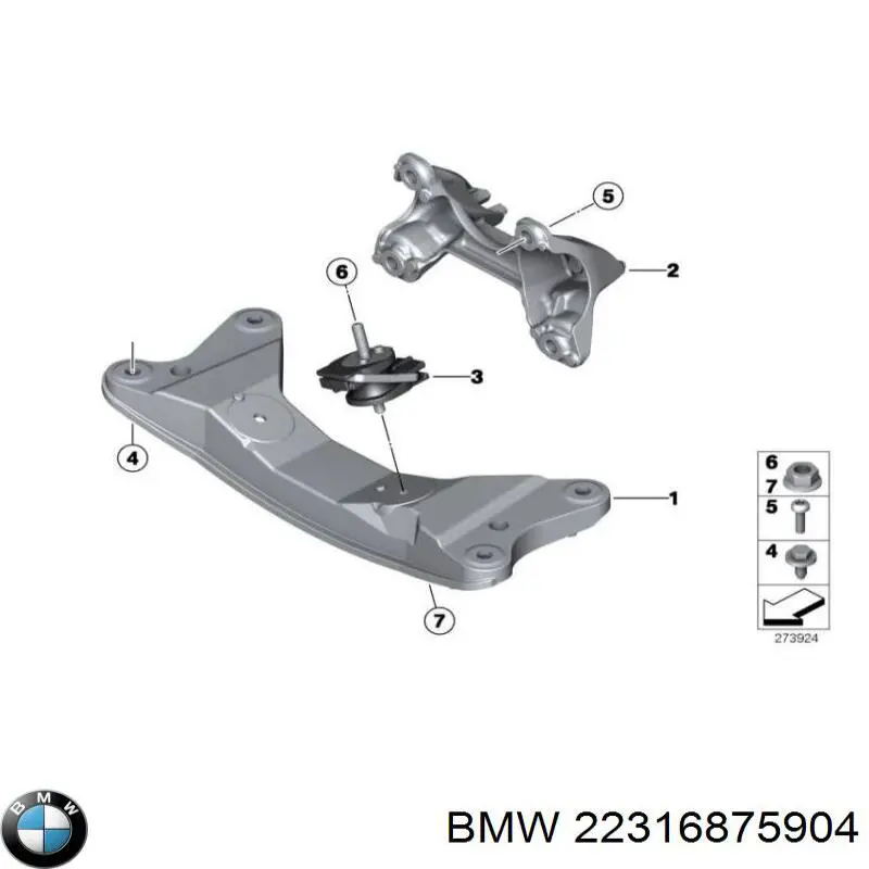22316875904 BMW coxim de transmissão (suporte da caixa de mudança)