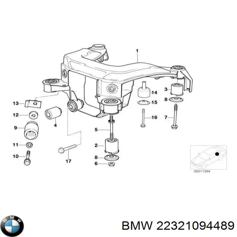 Chipper de un travesaño de una almohada del punto de control 22321094489 BMW