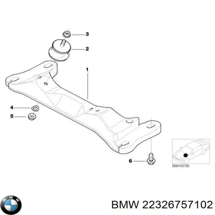 Viga de fixação da caixa de mudança para BMW 3 (E46)