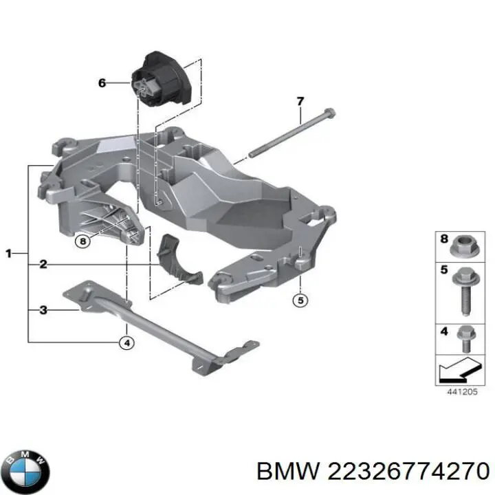 22326774270 BMW parafuso de fixação de braço oscilante dianteiro, inferior