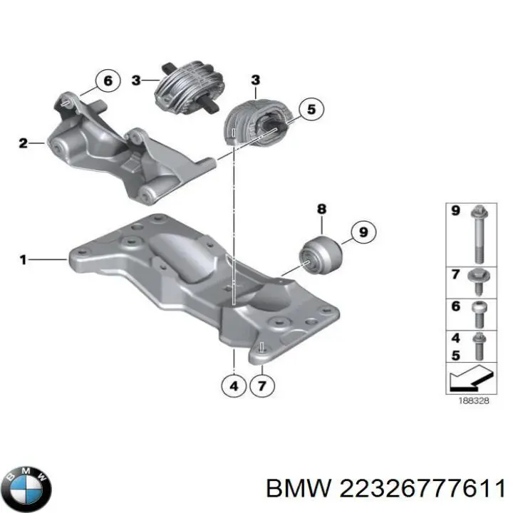 22326777611 BMW Кронштейн подушки КПП