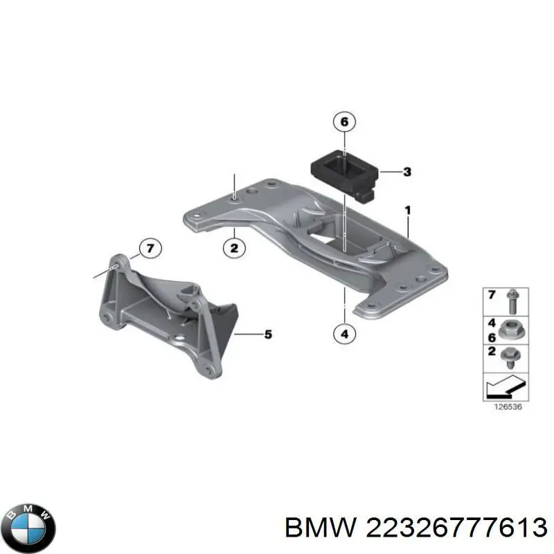 22326777613 BMW viga de fixação da caixa de mudança