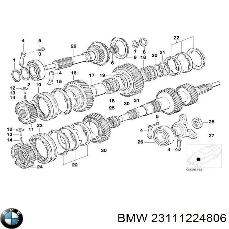 23111224806 BMW rolamento de suporte da árvore primária da caixa de mudança (rolamento de centragem de volante)
