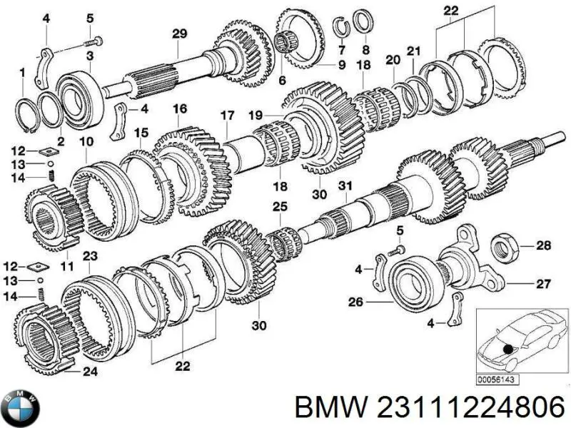 Опорный подшипник первичного вала КПП (центрирующий подшипник маховика) BMW 23117550266 цена, от 79.33 USD