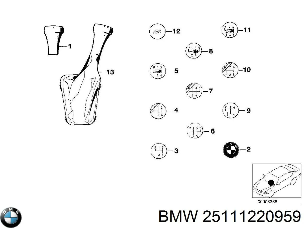 25111220951 BMW emblema de avalanca de mudança da caixa de mudança