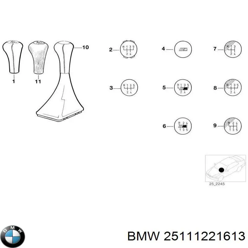 25111221613 BMW Эмблема рукоятки переключения КПП
