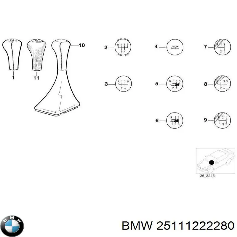 25111222280 BMW рукоятка рычага кпп