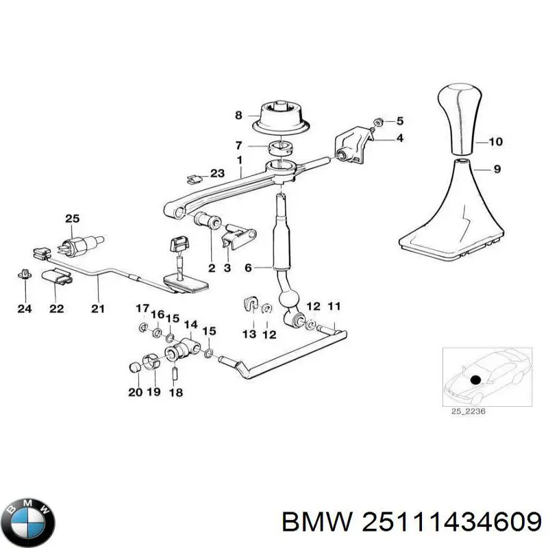 Рукоятка рычага КПП BMW 25111434609 цена, от 10.61 USD