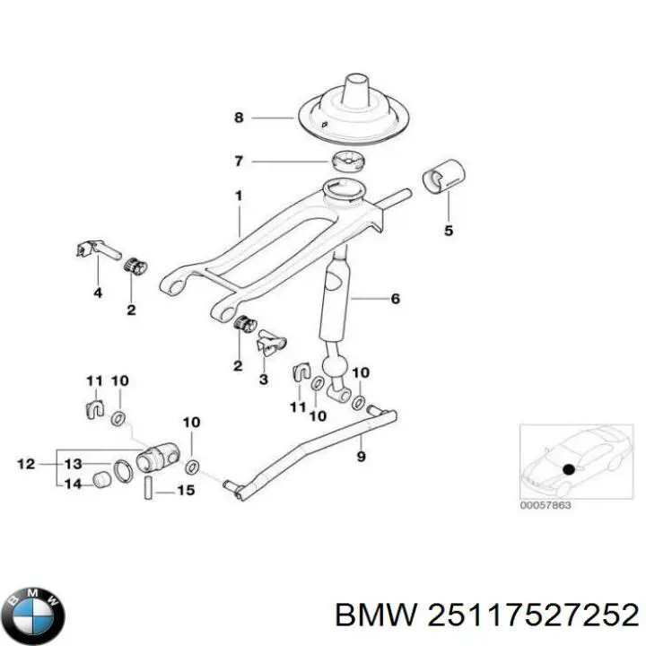 Купить 25117527252 BMW Рычаг коробки передач